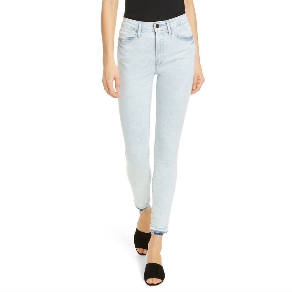 FRAME Le High Crop Frayed Hem Skinny Jeans Pali